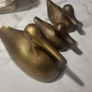 Grouping of 3 vintage waterfowl brass figurines-so classic